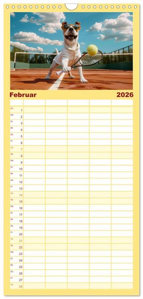 Produktbild: Familienplaner 2026 - Der tierisch lustige Tennis-Kalender mit 5 Spalten (Wandkalender, 21 x 45 cm) CALVENDO