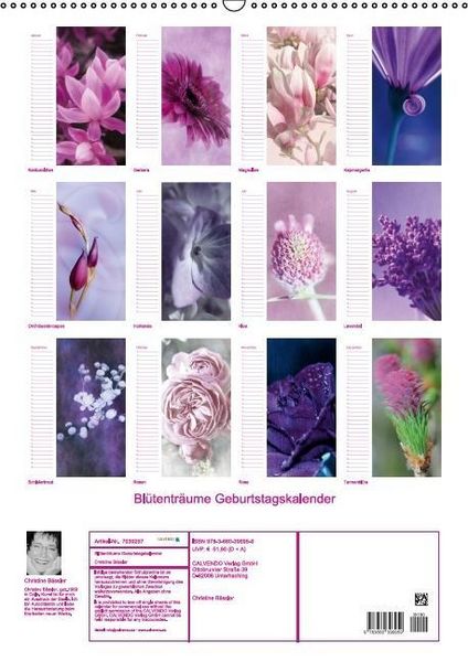 Produktbild: Bl&uuml;tentr&auml;ume Geburtstagskalender (Wandkalender immerw&auml;hrend DIN A2 hoch)