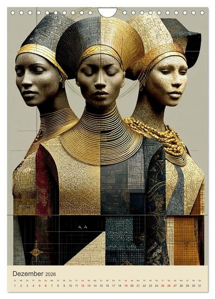 Produktbild: Afrikanische Anmut in Geometrie (Wandkalender 2026 DIN A4 hoch), CALVENDO Monatskalender