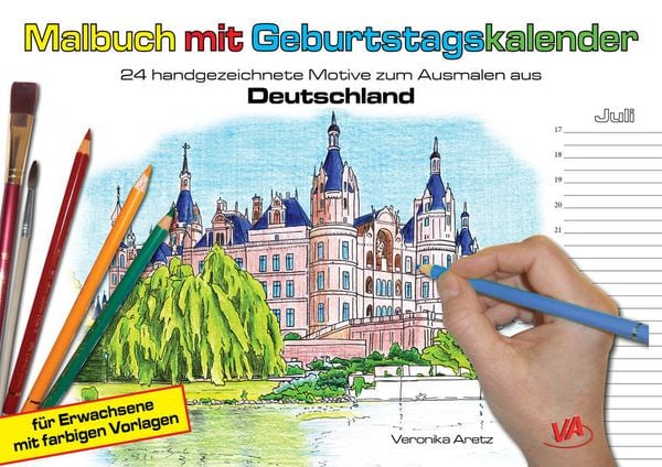 Malbuch mit Geburtstagskalender aus Deutschland Jahresunabhängig Immerwährender Geburtstagskalender