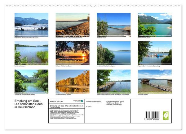 Produktbild: Erholung am See - Die sch&ouml;nsten Seen in Deutschland (hochwertiger Premium Wandkalender 2027 DIN A2 quer), Kunstdruck in Hochglanz