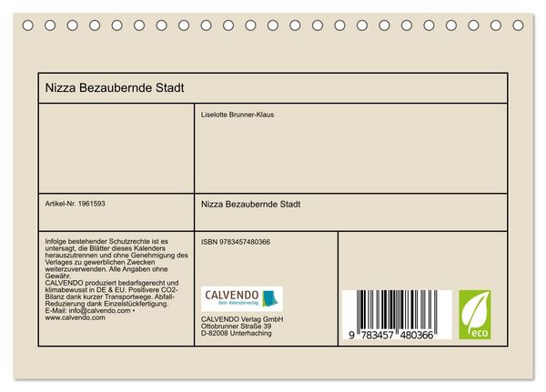 Produktbild: Nizza Bezaubernde Stadt (Tischkalender 2026 DIN A5 quer), CALVENDO Monatskalender