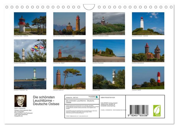 Produktbild: Die sch&ouml;nsten Leuchtt&uuml;rme - Deutsche Ostsee (Wandkalender 2026 DIN A4 quer), CALVENDO Monatskalender