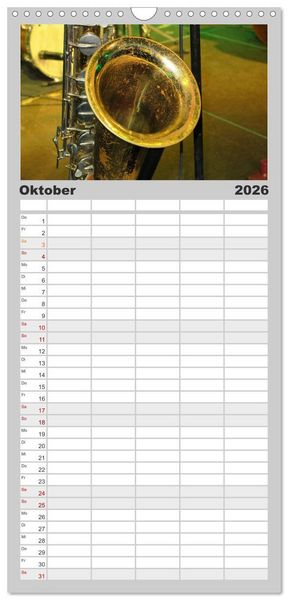 Produktbild: Familienplaner 2026 - SAXOPHON - on stage mit 5 Spalten (Wandkalender, 21 x 45 cm) CALVENDO
