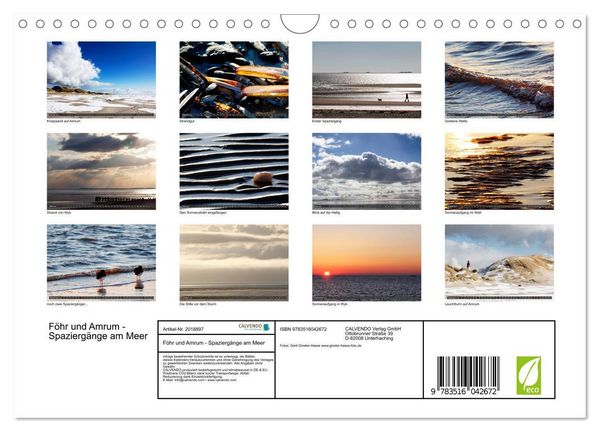 Produktbild: F&ouml;hr und Amrum - Spazierg&auml;nge am Meer (Wandkalender 2026 DIN A4 quer), CALVENDO Monatskalender