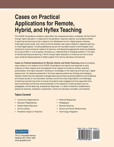 Produktbild: Cases on Practical Applications for Remote, Hybrid, and Hyflex Teaching