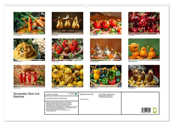 Produktbild: Tanzendes Obst und Gem&uuml;se (Wandkalender 2026 DIN A2 quer), CALVENDO Monatskalender