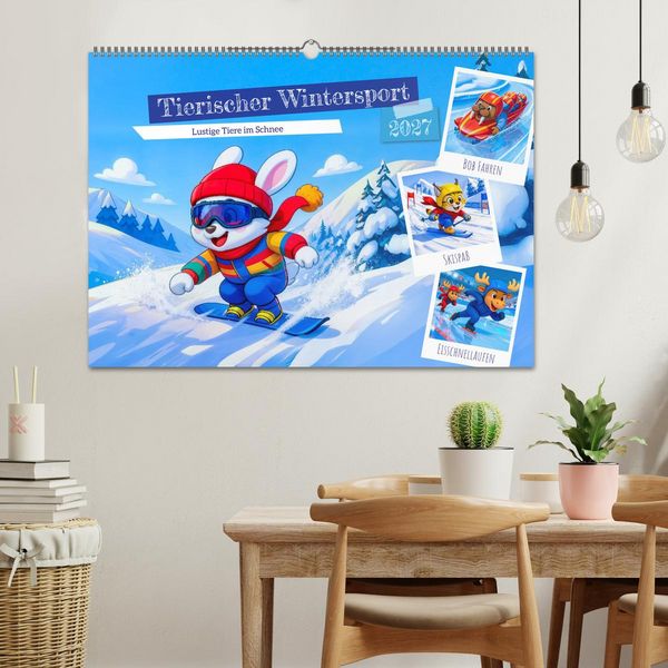 Produktbild: Tierischer Wintersport - Lustige Tiere im Schnee (Wandkalender 2027 DIN A2 quer), CALVENDO Monatskalender