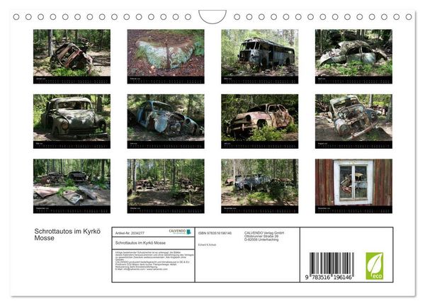 Produktbild: Schrottautos im Kyrk&ouml; Mosse (Wandkalender 2026 DIN A4 quer), CALVENDO Monatskalender