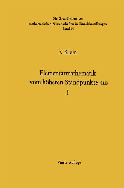 Produktbild: Elementarmathematik Vom H&ouml;heren Standpunkte Aus