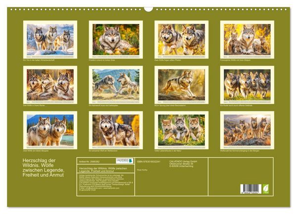 Produktbild: Herzschlag der Wildnis. W&ouml;lfe zwischen Legende, Freiheit und Anmut (Wandkalender 2026 DIN A2 quer), CALVENDO Monatskalender