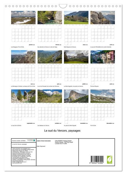 Produktbild: Le sud du Vercors, paysages (Calendrier mural 2026 DIN A3 horizontal), CALVENDO calendrier mensuel