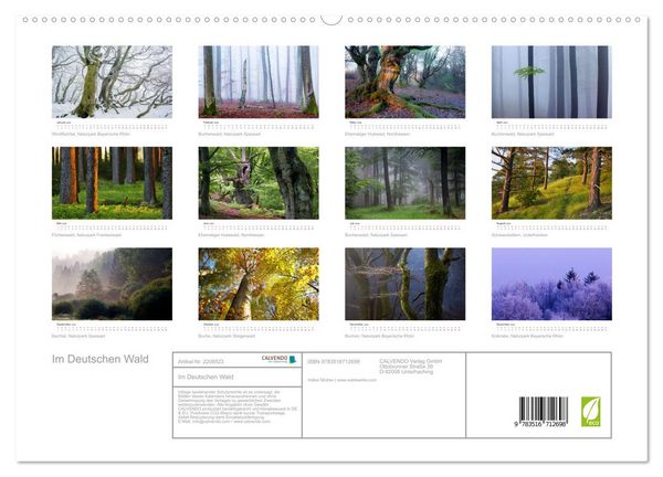 Produktbild: Im Deutschen Wald (hochwertiger Premium Wandkalender 2026 DIN A2 quer), Kunstdruck in Hochglanz