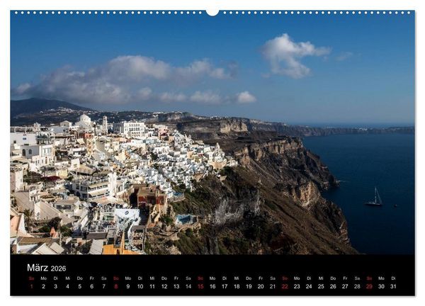 Produktbild: Santorin Trauminsel (hochwertiger Premium Wandkalender 2026 DIN A2 quer), Kunstdruck in Hochglanz