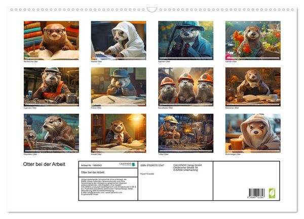 Produktbild: Otter bei der Arbeit (Wandkalender 2026 DIN A2 quer), CALVENDO Monatskalender