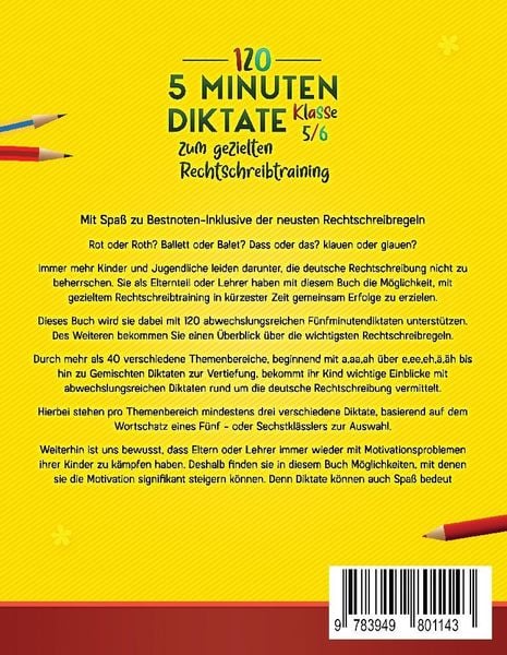 Produktbild: 120 5 Minuten Diktate Klasse 5/6 zum gezielten Rechtschreibtraining