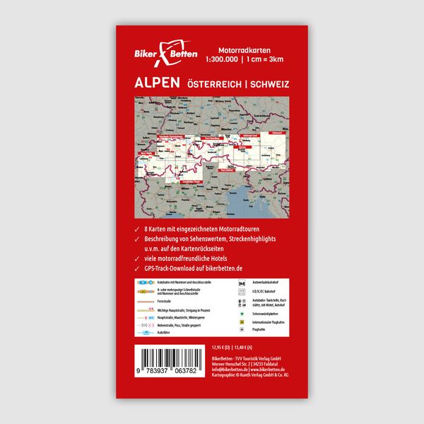 Produktbild: Motorradkarten Set Alpen &Ouml;sterreich Schweiz