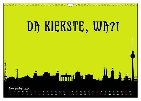 Produktbild: Berliner Mundart (Wandkalender 2026 DIN A3 quer), CALVENDO Monatskalender