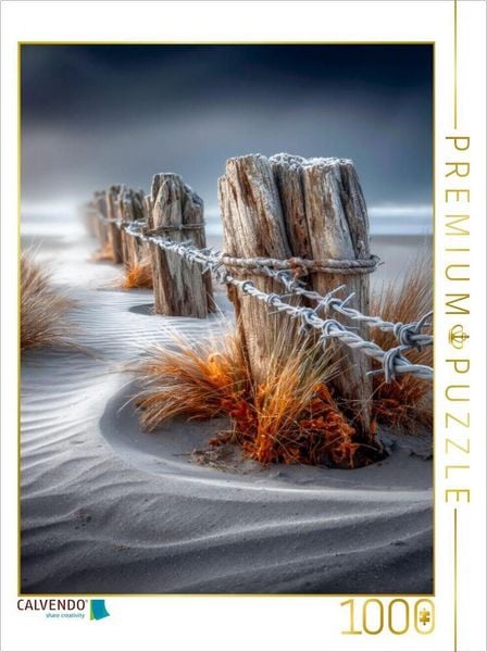 Produktbild: CALVENDO Puzzle Strandsch&uuml;tzende Holzpf&auml;hle widerstehen Frost und Sturm | 1000 Teile Lege-Gr&ouml;&szlig;e 64x48cm Foto-Puzzle f&uuml;r gl&uuml;ckliche Stunden