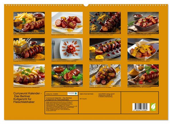 Produktbild: Currywurst Kalender - Das Berliner Kultgericht f&uuml;r Fleischliebhaber (hochwertiger Premium Wandkalender 2026 DIN A2 quer), Kunstdruck in Hochglanz