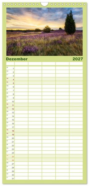 Produktbild: Familienplaner 2027 - Romantische Heidebl&uuml;te mit 5 Spalten (Wandkalender, 21 x 45 cm) CALVENDO