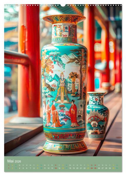 Produktbild: Fantasievasen - Asiatischer Stil (Wandkalender 2026 DIN A2 hoch), CALVENDO Monatskalender