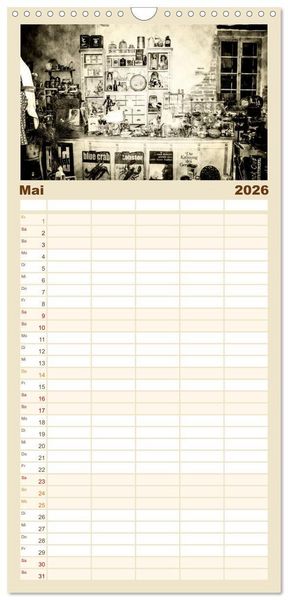 Produktbild: Familienplaner 2026 - Retro mit 5 Spalten (Wandkalender, 21 x 45 cm) CALVENDO