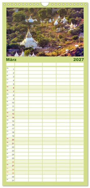 Produktbild: Familienplaner 2027 - Myanmar Land der Tempel und Pagoden mit 5 Spalten (Wandkalender, 21 x 45 cm) CALVENDO