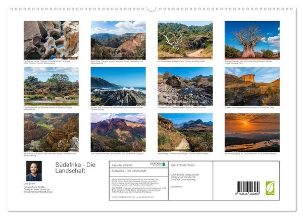 Produktbild: S&uuml;dafrika - Die Landschaft (hochwertiger Premium Wandkalender 2026 DIN A2 quer), Kunstdruck in Hochglanz