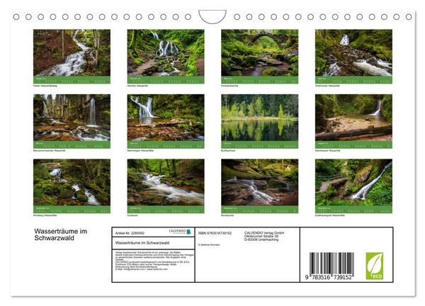 Produktbild: Wassertr&auml;ume im Schwarzwald (Wandkalender 2026 DIN A4 quer), CALVENDO Monatskalender