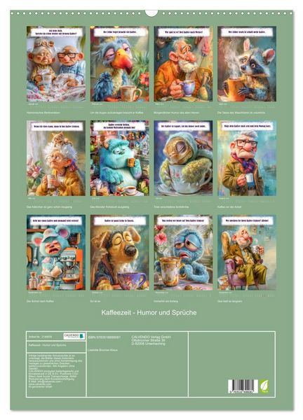 Produktbild: Kaffeezeit - Humor und Spr&uuml;che (Wandkalender 2026 DIN A2 hoch), CALVENDO Monatskalender