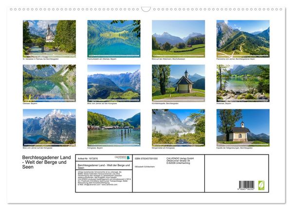 Produktbild: Berchtesgadener Land - Welt der Berge und Seen (Wandkalender 2026 DIN A2 quer), CALVENDO Monatskalender