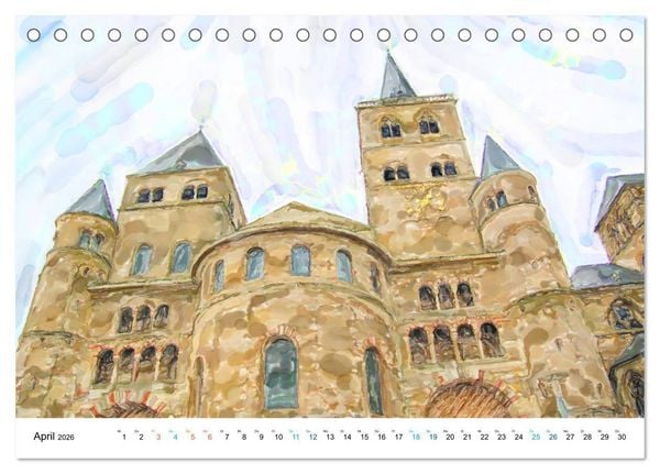 Produktbild: Trier - Illustrationen in Aquarell (Tischkalender 2026 DIN A5 quer), CALVENDO Monatskalender