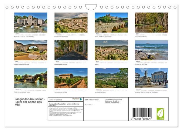 Produktbild: Languedoc-Roussillon - unter der Sonne des Midi (Wandkalender 2026 DIN A4 quer), CALVENDO Monatskalender