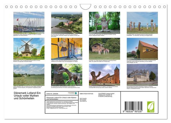 Produktbild: D&auml;nemark Lolland Ein Urlaub voller Mythen und Sch&ouml;nheiten (Wandkalender 2027 DIN A4 quer), CALVENDO Monatskalender