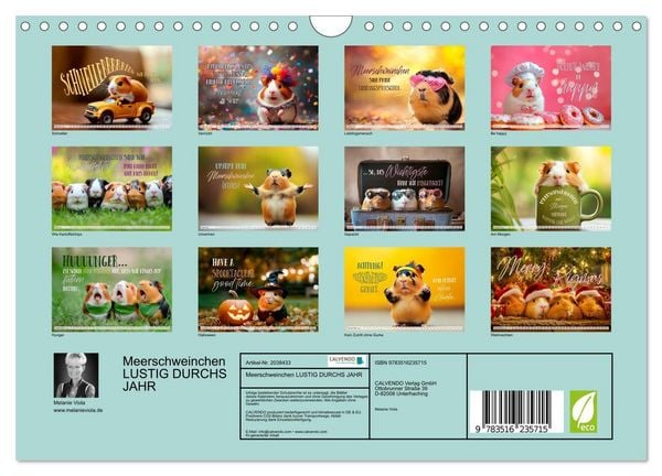 Produktbild: Meerschweinchen LUSTIG DURCHS JAHR (Wandkalender 2026 DIN A4 quer), CALVENDO Monatskalender