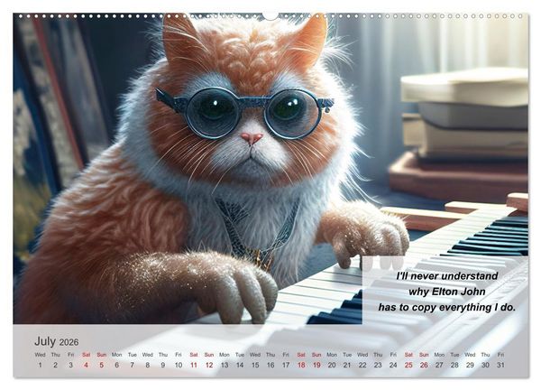 Produktbild: The humoristic cat guide (Wall Calendar 2026 DIN A2 landscape), CALVENDO 12 Month Wall Calendar