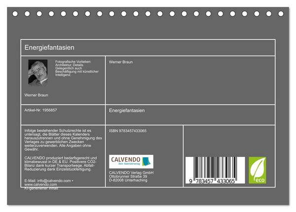 Produktbild: Energiefantasien (Tischkalender 2026 DIN A5 quer), CALVENDO Monatskalender