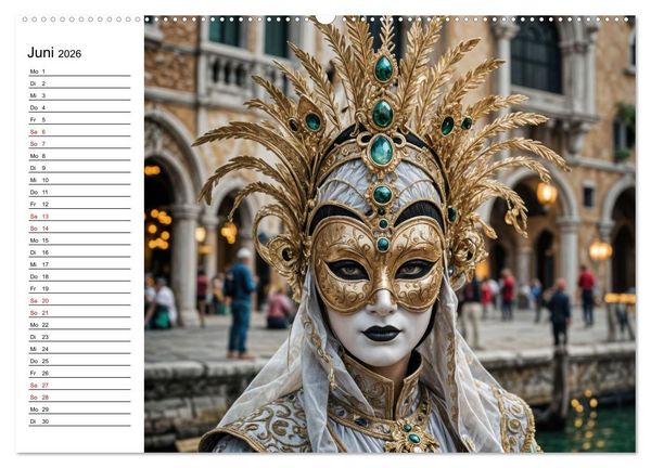 Produktbild: M&auml;rchenhafte Maskerade KI - Karnevalserlebnis in Venedig (Wandkalender 2026 DIN A2 quer), CALVENDO Monatskalender