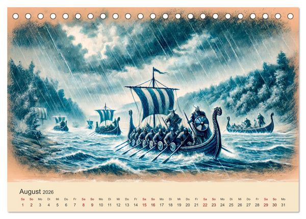 Produktbild: Die Wikingerzeit - Helden, K&ouml;nige und Entdeckungen (Tischkalender 2026 DIN A5 quer), CALVENDO Monatskalender