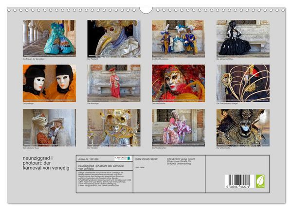 Produktbild: neunziggrad I photoart: der karneval von venedig (Wandkalender 2026 DIN A3 quer), CALVENDO Monatskalender