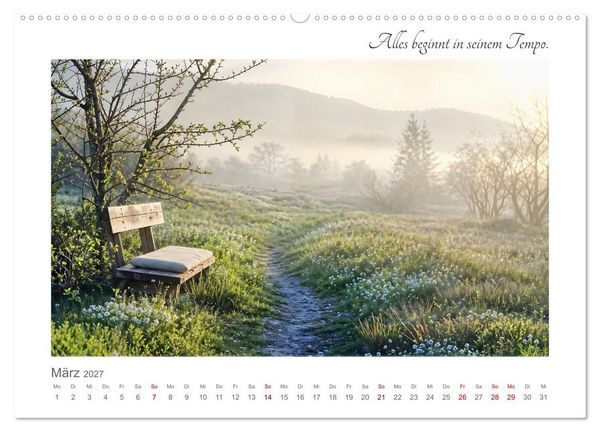 Produktbild: Dort, wo es leiser wird - Zw&ouml;lf Orte zum Ankommen, Durchatmen und Verweilen (hochwertiger Premium Wandkalender 2027 DIN A2 quer), Kunstdruck in Hochglanz