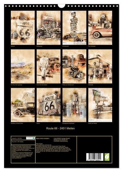 Produktbild: Route 66 - 2451 Meilen (Wandkalender 2026 DIN A3 hoch), CALVENDO Monatskalender