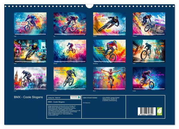 Produktbild: BMX - Coole Slogans (Wandkalender 2026 DIN A3 quer), CALVENDO Monatskalender