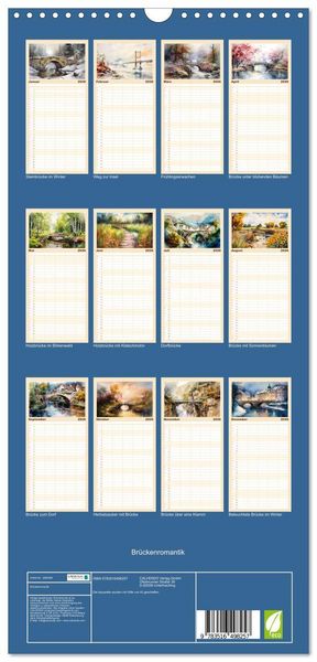Produktbild: Familienplaner 2026 - Br&uuml;ckenromantik mit 5 Spalten (Wandkalender, 21 x 45 cm) CALVENDO