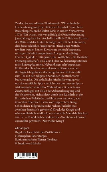 Produktbild: Die katholische Friedensbewegung in der Weimarer Republik