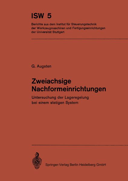 Zweiachsige Nachformeinrichtungen, Taschenbuch von G. Augsten, Springer Berlin, 9783540059127