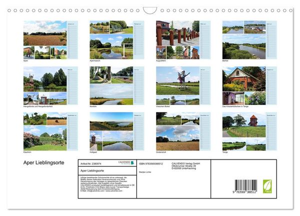 Produktbild: Aper Lieblingsorte (Wandkalender 2027 DIN A3 quer), CALVENDO Monatskalender