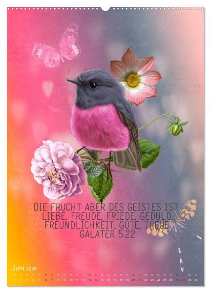 Produktbild: Bibelworte f&uuml;r Vogelfreunde (Wandkalender 2026 DIN A2 hoch), CALVENDO Monatskalender