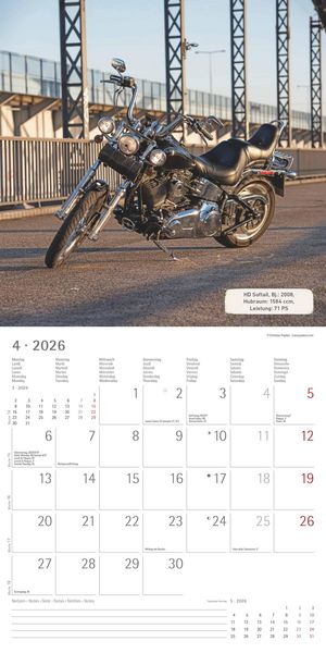 Produktbild: Harleys 2026 - Broschürenkalender 30x30 cm (30x60 geöffnet) - Kalender mit Platz für Notizen - Motorräder - Bildkalender - Wandplaner - Harley-Davidso